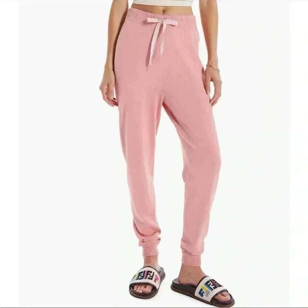 NWT MOTHER Denim The Blissful Ankle Joggers Sweatpants ROSE OF SHARON Pink XL